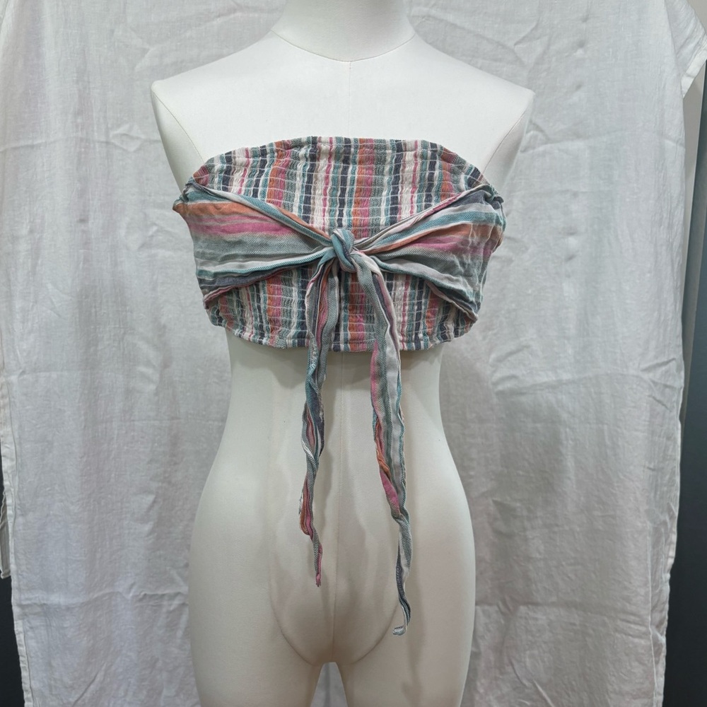 🪻6/$42✋5/$40🍀4/$36🌷3/$30🌼2/$25 SHEIN Multi Striped Tie-Front tube top/bandeaux